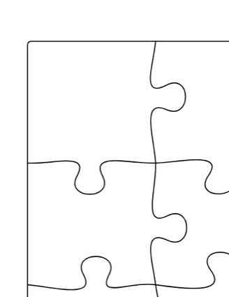 12 Piece Puzzle Template — free printable blank jigsaw outline, 12 pieces on US Letter paper