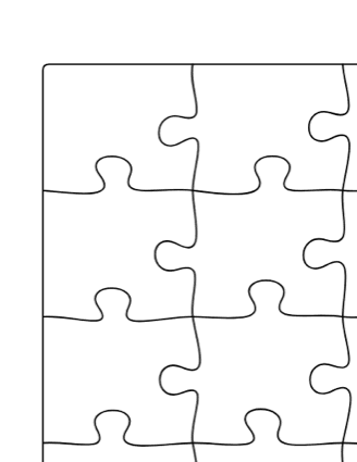 24 Piece Puzzle Template — free printable blank jigsaw outline, 24 pieces on US Letter paper