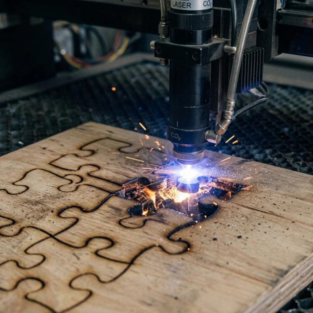 Laser cut jigsaw puzzle with SVG and DXF files