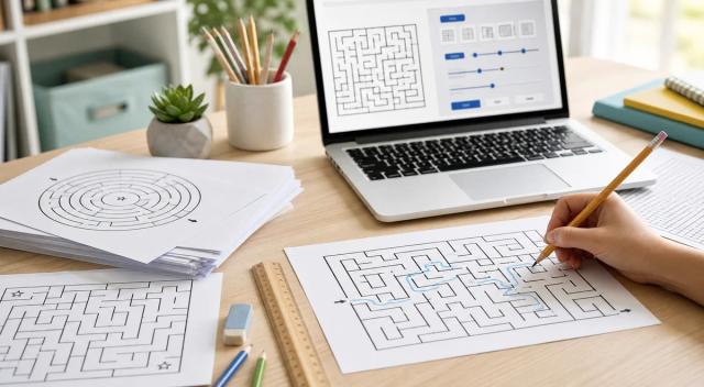 Printable maze worksheet for classroom educational activities