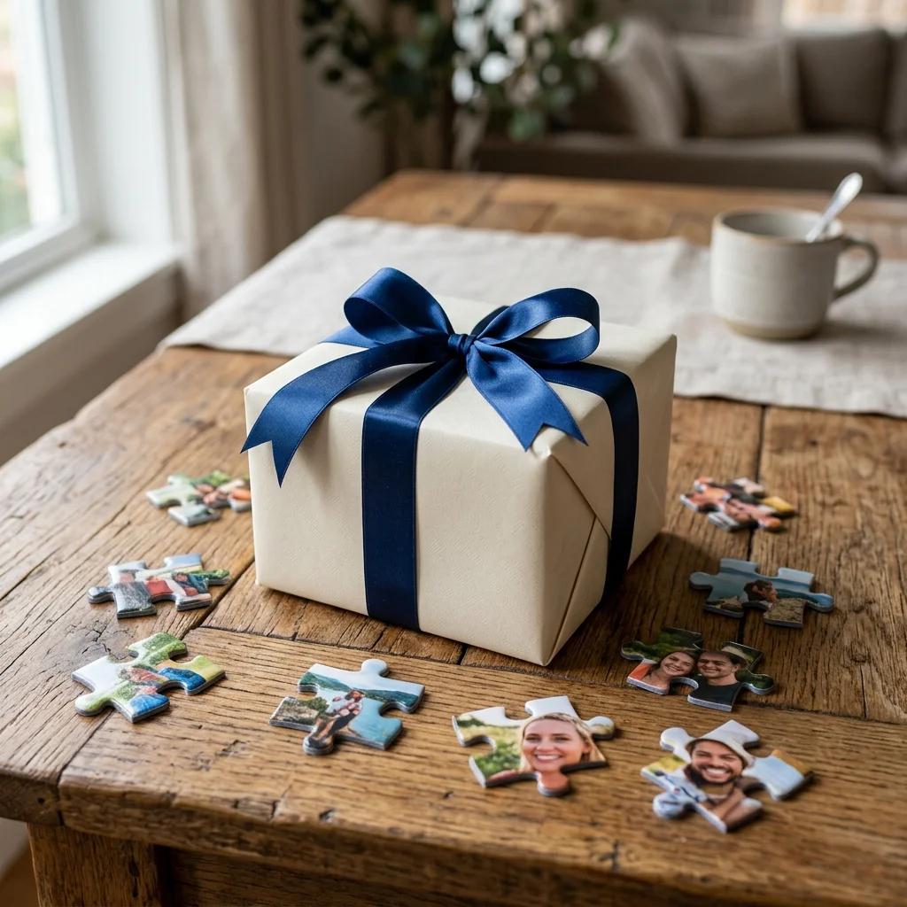 Custom photo puzzle gift with family pictures