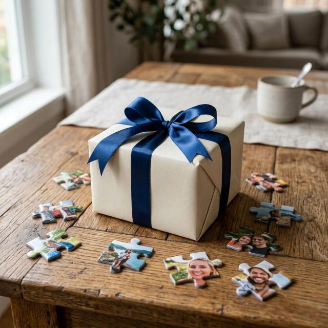 Custom photo puzzle gift with family pictures
