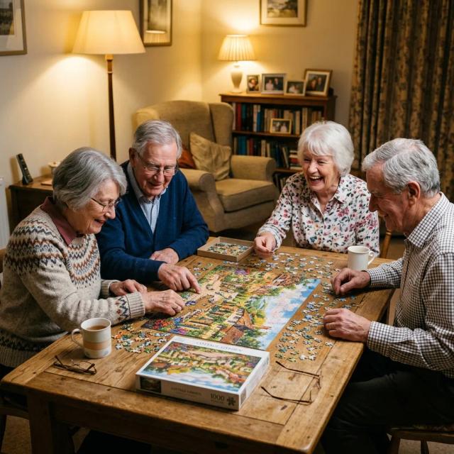 Senior person enjoying puzzle activities for cognitive health