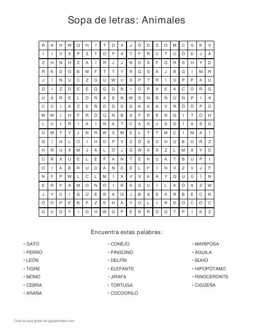 Vista previa: Sopas de letras difíciles