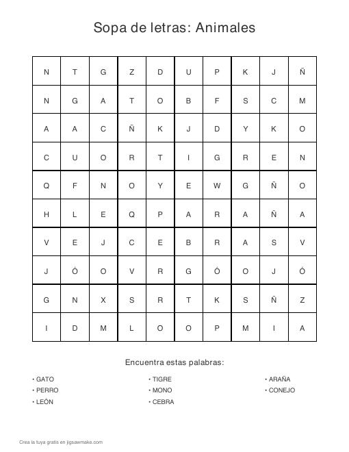 Vista previa: Sopas de letras para niños