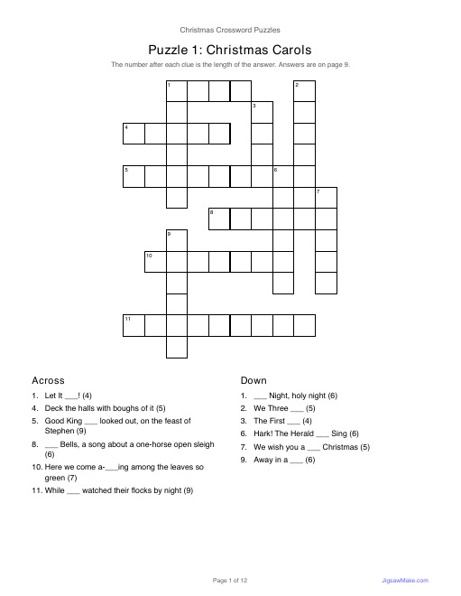 Christmas Crossword Puzzles